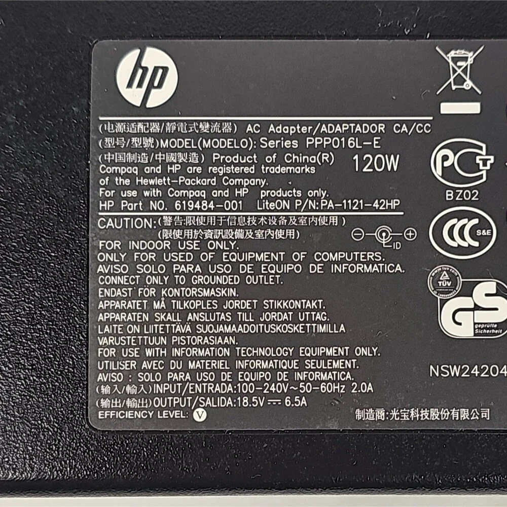 HP 120W AC Adapter 619484-001 PPP016L-E 18.5V 6.5A OEM w Power Cord